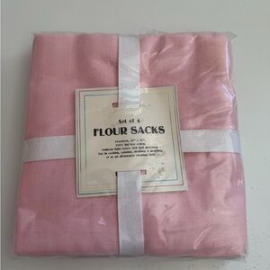 Williams Sonoma Pink Flour Sack Towels Set of 4 30x30 Kitchen Dish Towels New